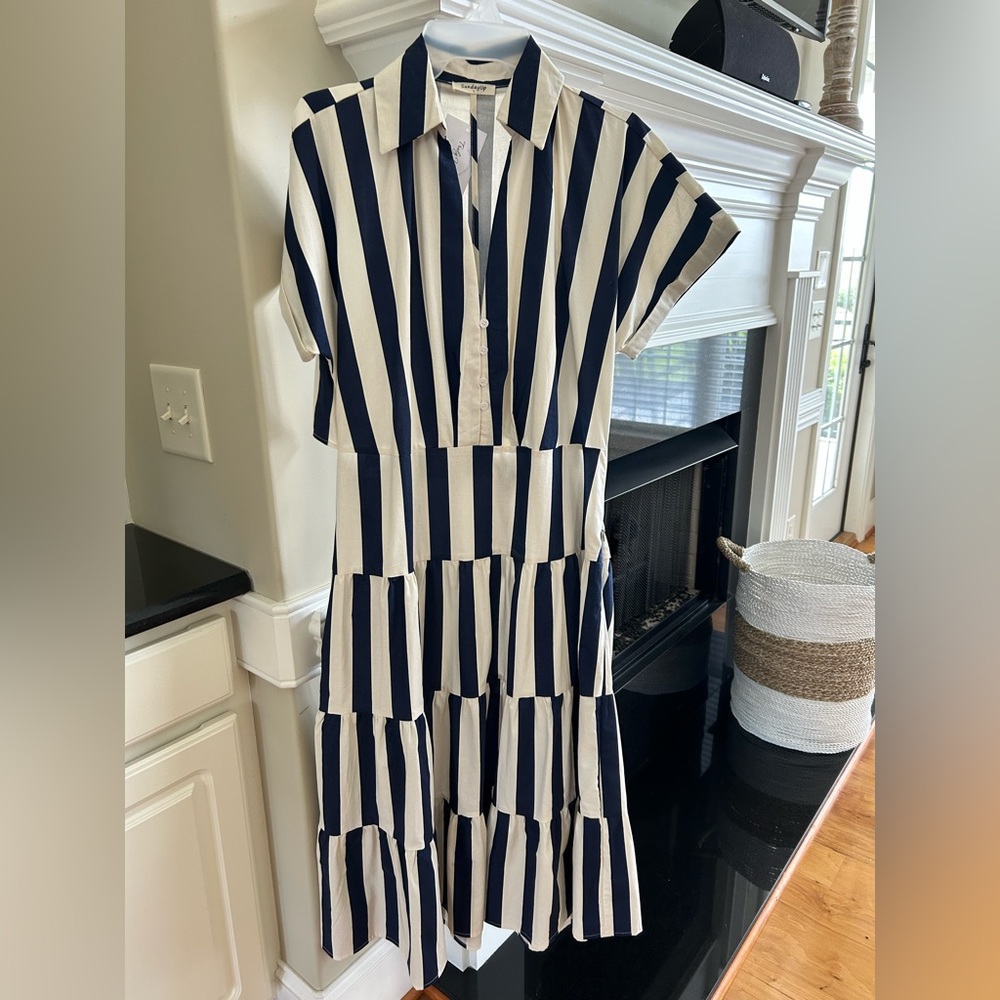 Navy and White striped Dress